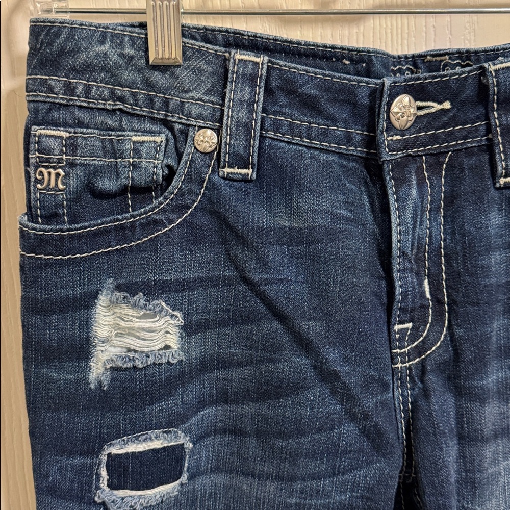 Miss Me Boyfriend Mid-Rise Ankle Distressed Denim Medium Wash Jeans Women’s‎ 27 - Picture 9 of 12